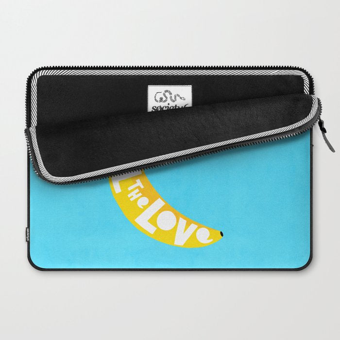 Big fruit Banana with 'Peel the love' typographic pun Laptop Sleeve Gallery Image 2