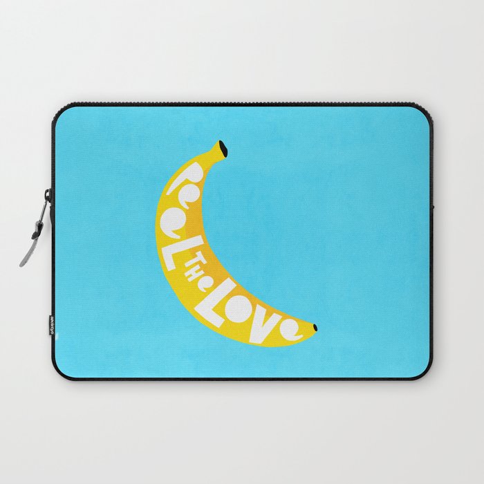 Big fruit Banana with 'Peel the love' typographic pun Laptop Sleeve Gallery Image 1