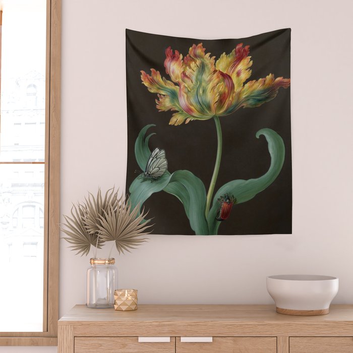 Barbara Regina Dietzsch - Tulip with butterfly and maize - before 1783 Wall Tapestry Gallery Image 2