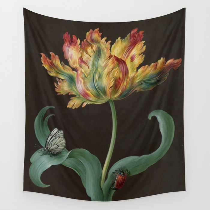 Barbara Regina Dietzsch - Tulip with butterfly and maize - before 1783 Wall Tapestry Gallery Image 4