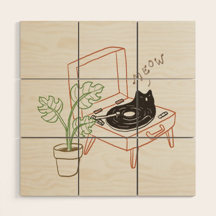 Cat and Plant 78: Vinyl Cat Wood Wall Art Gallery Image 1