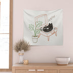Cat and Plant 78: Vinyl Cat Wall Tapestry Gallery Image 2