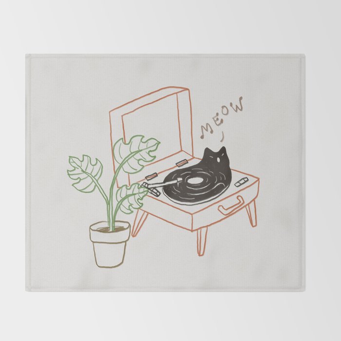 Cat and Plant 78: Vinyl Cat Throw Blanket Gallery Image 2