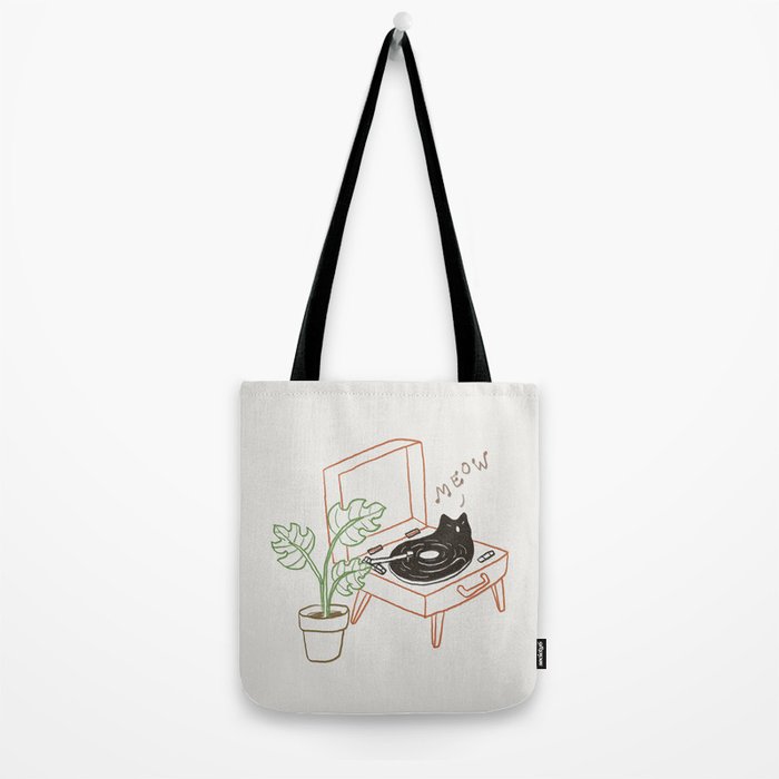 Cat and Plant 78: Vinyl Cat Tote Bag Gallery Image 2