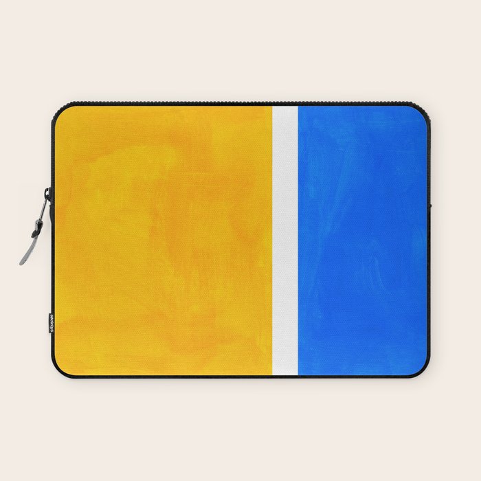 Primary Yellow Cerulean Blue Mid Century Modern Abstract Minimalist Rothko Color Field Squares Laptop Sleeve Gallery Image 1