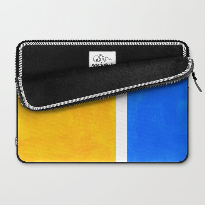 Primary Yellow Cerulean Blue Mid Century Modern Abstract Minimalist Rothko Color Field Squares Laptop Sleeve Gallery Image 2