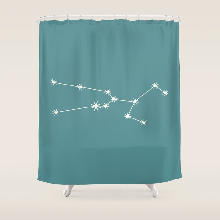 Taurus Zodiac Star Constellation Line Art Teal Shower Curtain Gallery Image 1