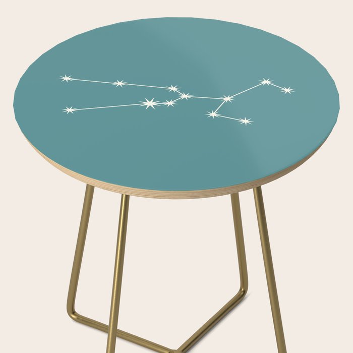 Taurus Zodiac Star Constellation Line Art Teal Side Table Gallery Image 2
