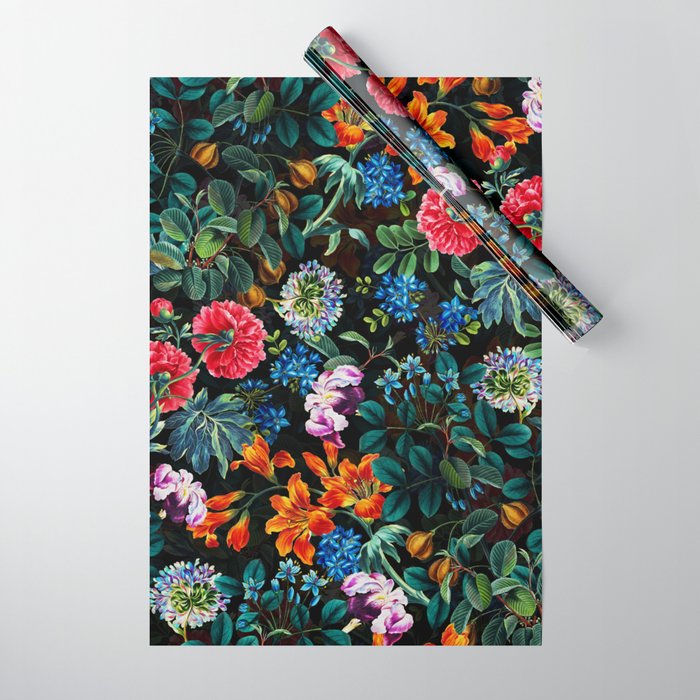 Chintzy Florals II - Night Wrapping Paper Gallery Image 1