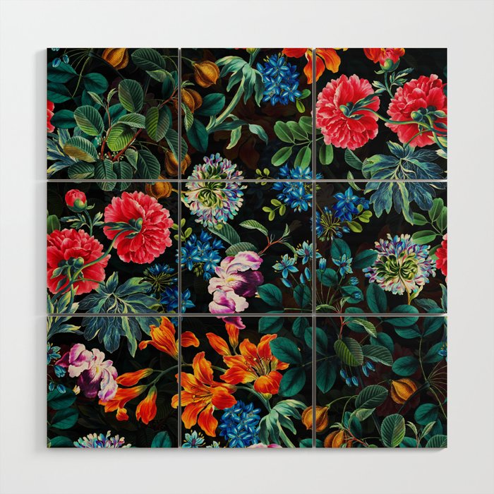 Chintzy Florals II - Night Wood Wall Art Gallery Image 1