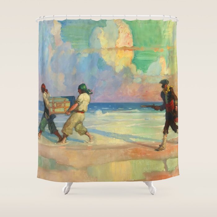 âAbsconding With The Treasureâ by NC Wyeth Shower Curtain Gallery Image 1