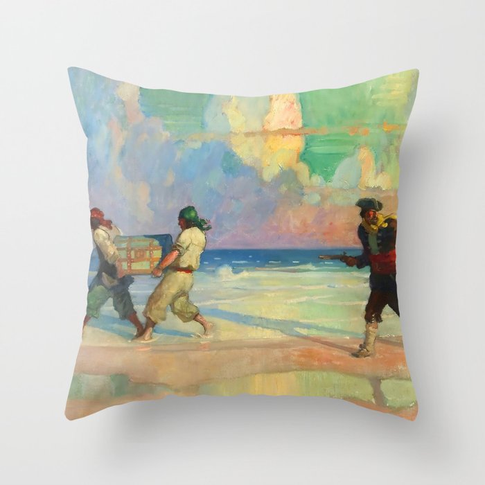 âAbsconding With The Treasureâ by NC Wyeth Throw Pillow Gallery Image 1