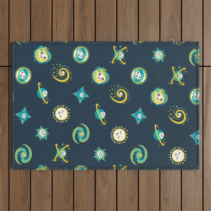 Pastel space pattern - dark Outdoor Rug Gallery Image 1