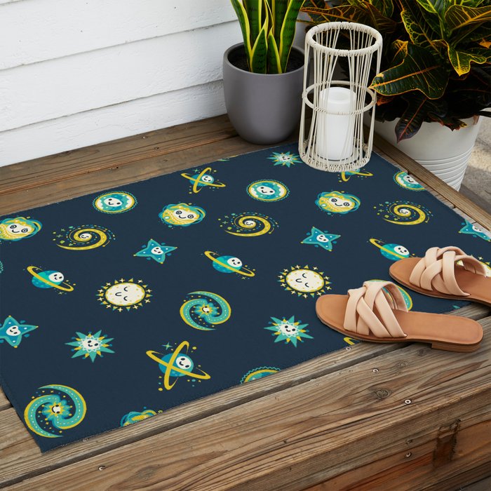 Pastel space pattern - dark Outdoor Rug Gallery Image 2