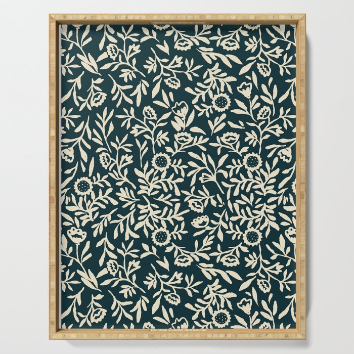 Bold Folk floral pattern Serving Tray Gallery Image 1