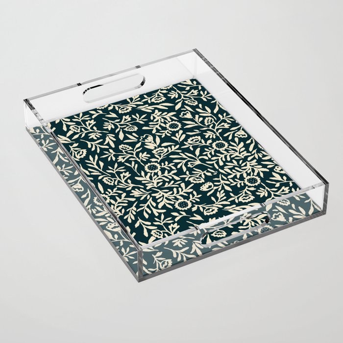 Bold Folk floral pattern Acrylic Tray Gallery Image 1