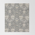 William Morris Honeysuckle & Tulip Black and Ink Throw Blanket Gallery Image 2