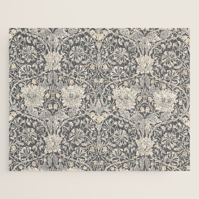 William Morris Honeysuckle & Tulip Black and Ink Jigsaw Puzzle Gallery Image 1