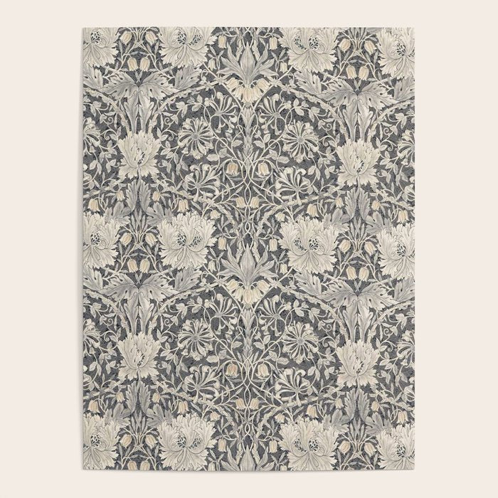 William Morris Honeysuckle & Tulip Black and Ink Poster Gallery Image 1