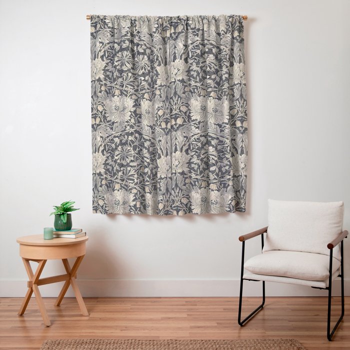 William Morris Honeysuckle & Tulip Black and Ink Window Curtain Gallery Image 3