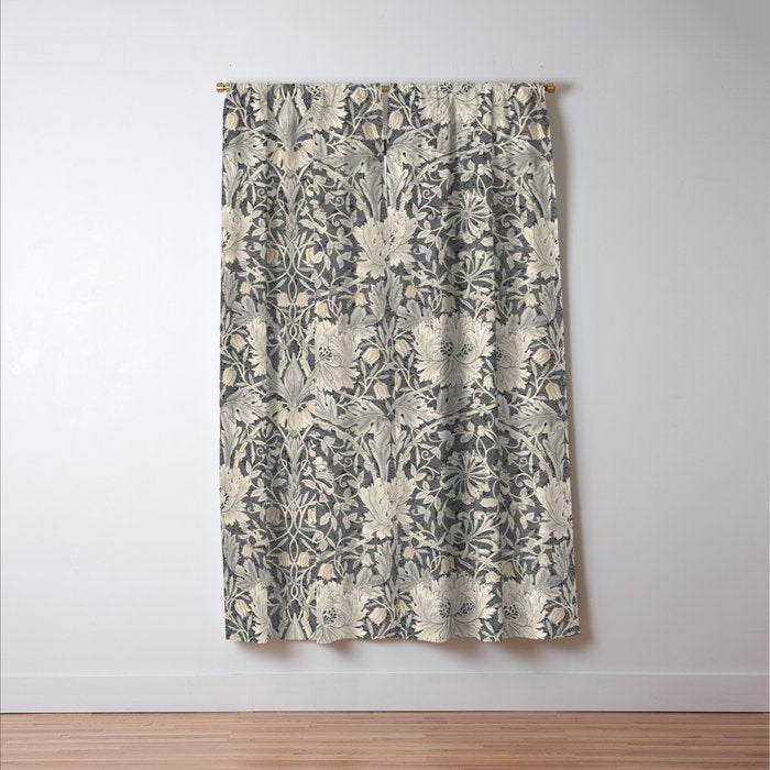 William Morris Honeysuckle & Tulip Black and Ink Window Curtain Gallery Image 3
