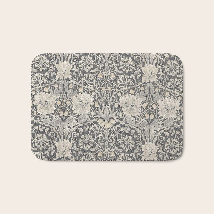 William Morris Honeysuckle & Tulip Black and Ink Bath Mat Gallery Image 1