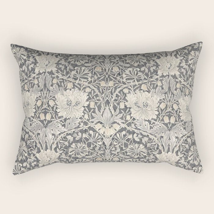 William Morris Honeysuckle & Tulip Black and Ink Rectangular Pillow Gallery Image 1