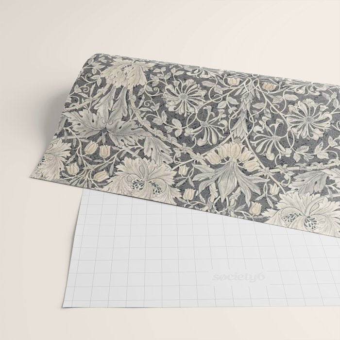William Morris Honeysuckle & Tulip Black and Ink Wrapping Paper Gallery Image 2