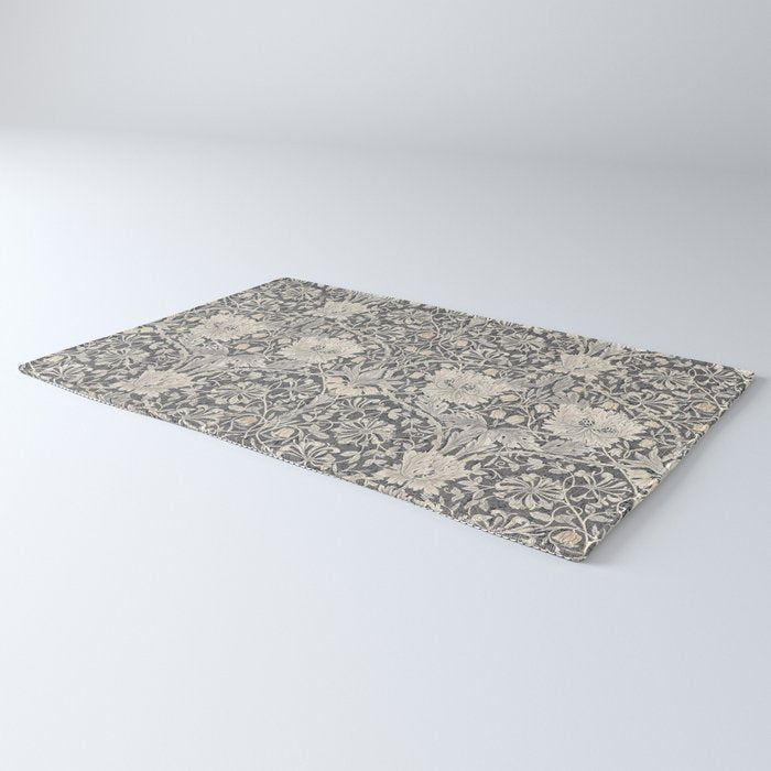 William Morris Honeysuckle & Tulip Black and Ink Rug Gallery Image 3