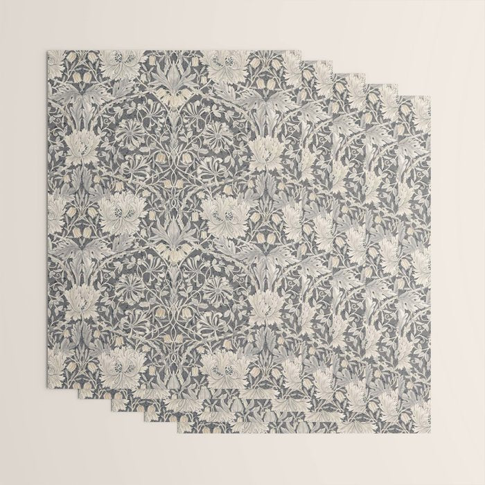 William Morris Honeysuckle & Tulip Black and Ink Wrapping Paper Gallery Image 3