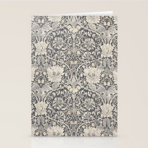 William Morris Honeysuckle & Tulip Black and Ink Stationery Card Gallery Image 1