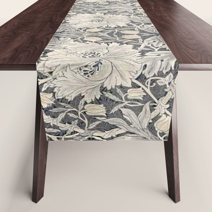 William Morris Honeysuckle & Tulip Black and Ink Table Runner Gallery Image 1