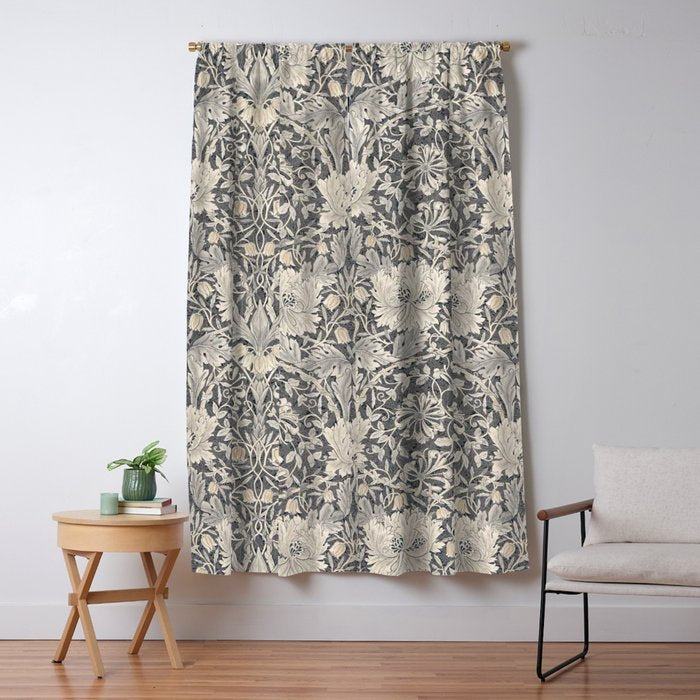 William Morris Honeysuckle & Tulip Black and Ink Window Curtain Gallery Image 5