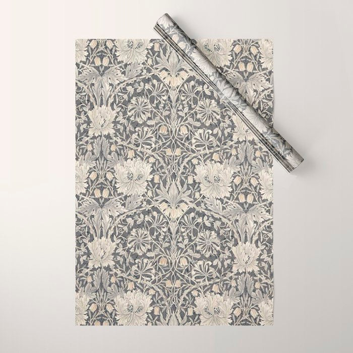 William Morris Honeysuckle & Tulip Black and Ink Wrapping Paper Gallery Image 1