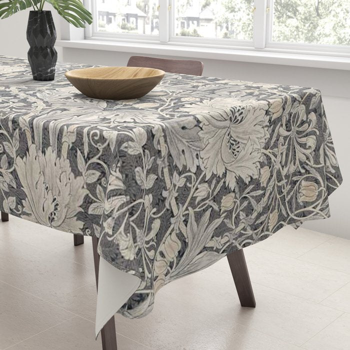 William Morris Honeysuckle & Tulip Black and Ink Tablecloth Gallery Image 3