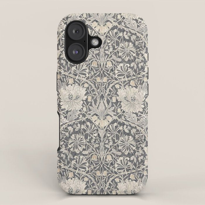 William Morris Honeysuckle & Tulip Black and Ink iPhone Case Gallery Image 1