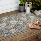 William Morris Honeysuckle & Tulip Black and Ink Outdoor Rug Gallery Image 2