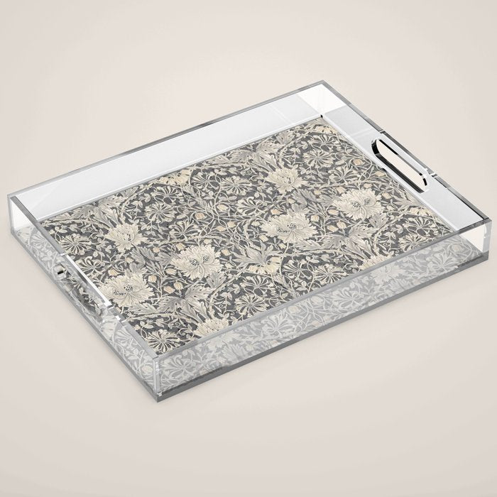 William Morris Honeysuckle & Tulip Black and Ink Acrylic Tray Gallery Image 1
