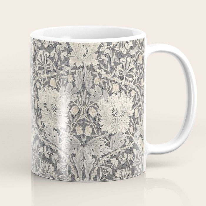 William Morris Honeysuckle & Tulip Black and Ink Coffee Mug Gallery Image 1