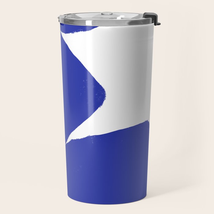 Minimalist Navy Blue Geometric Art Travel Mug Gallery Image 2