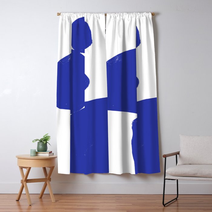 Minimalist Navy Blue Geometric Art Window Curtain Gallery Image 5