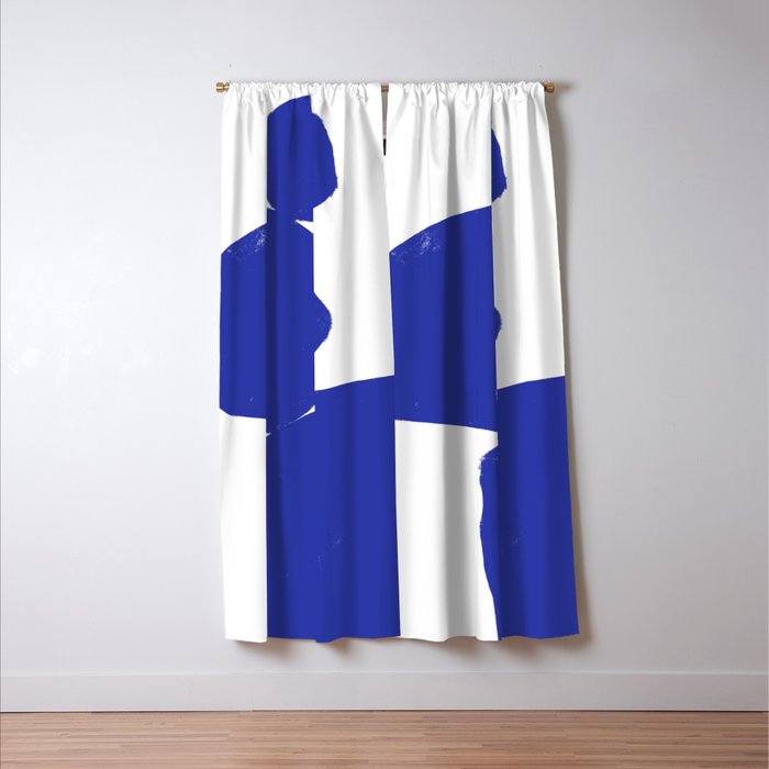 Minimalist Navy Blue Geometric Art Window Curtain Gallery Image 3