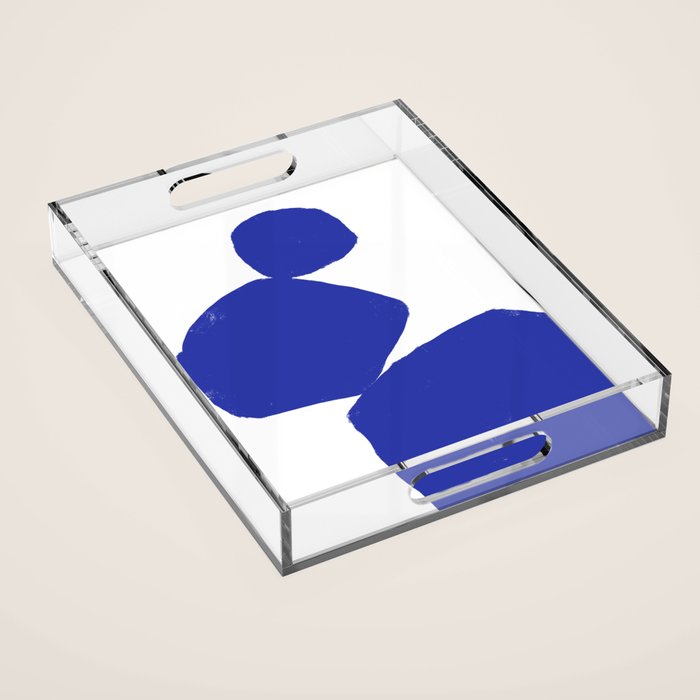 Minimalist Navy Blue Geometric Art Acrylic Tray Gallery Image 1