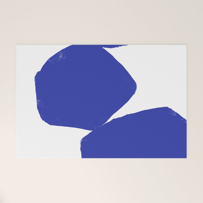 Minimalist Navy Blue Geometric Art Welcome Mat Gallery Image 1