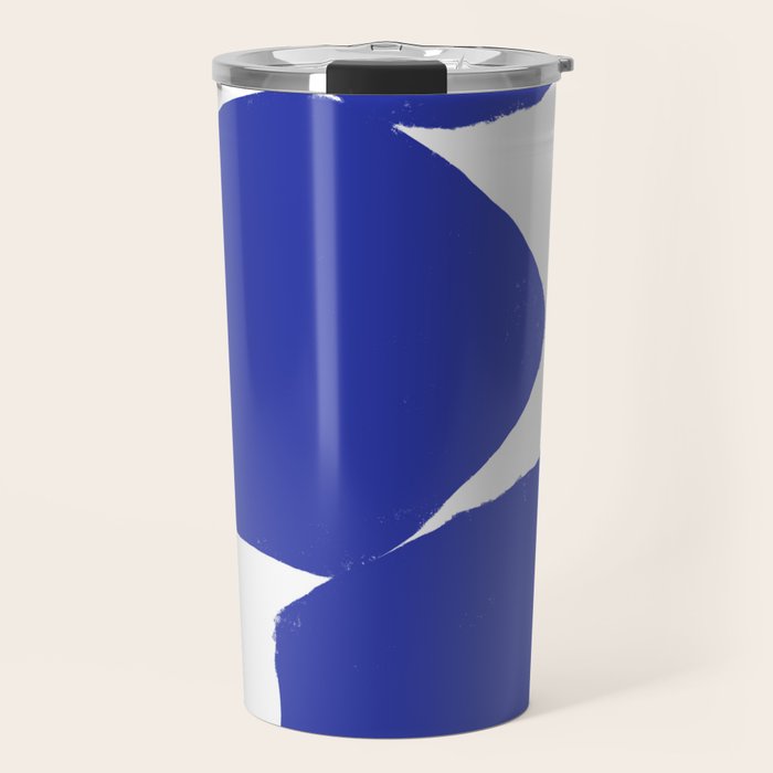 Minimalist Navy Blue Geometric Art Travel Mug Gallery Image 1
