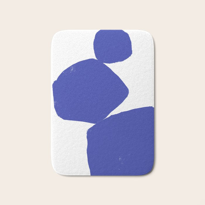 Minimalist Navy Blue Geometric Art Bath Mat Gallery Image 1