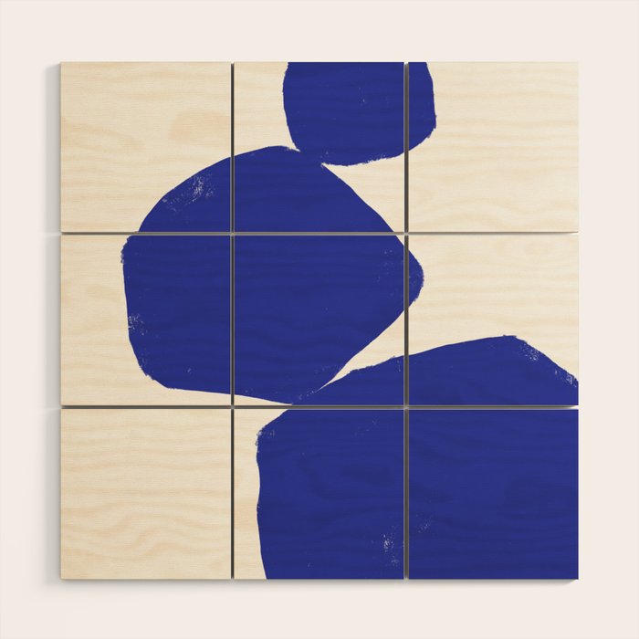 Minimalist Navy Blue Geometric Art Wood Wall Art Gallery Image 1