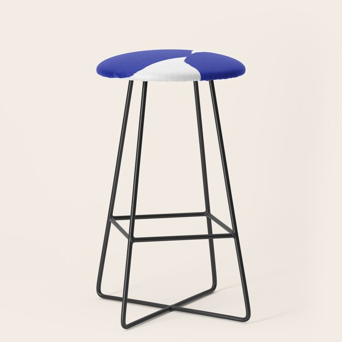 Minimalist Navy Blue Geometric Art Stool Gallery Image 1