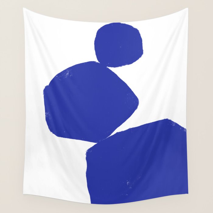 Minimalist Navy Blue Geometric Art Wall Tapestry Gallery Image 1
