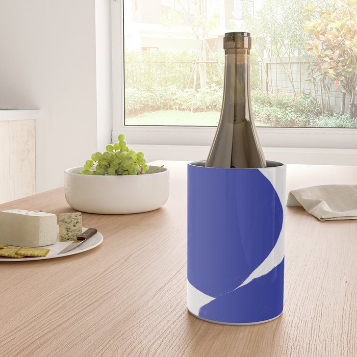 Minimalist Navy Blue Geometric Art Wine Chiller Gallery Image 4